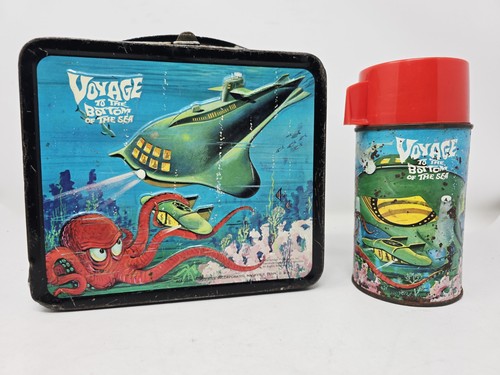 VINTAGE RARE 1967 VOYAGE TO THE BOTTON OF THE SEA LUNCH BOX & THERMOS BY ALADDIN