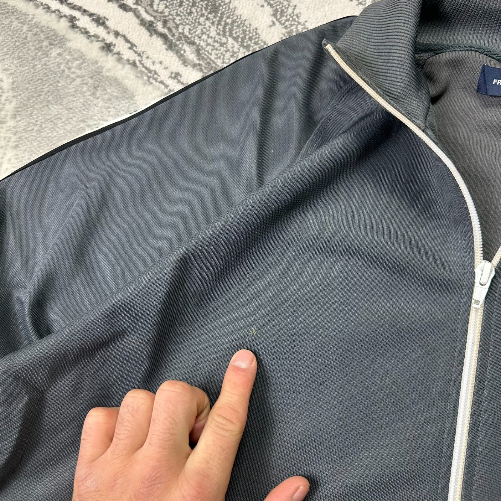 Vintage Fred Perry Oversized Medium Grey Zip Funnel Neck Tracksuit Track Jacket image 2