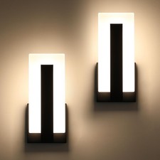 Modern LED Wall Sconce Dimmable Wall Mounted Lamp Set of 2, Black 3000K Warm ...