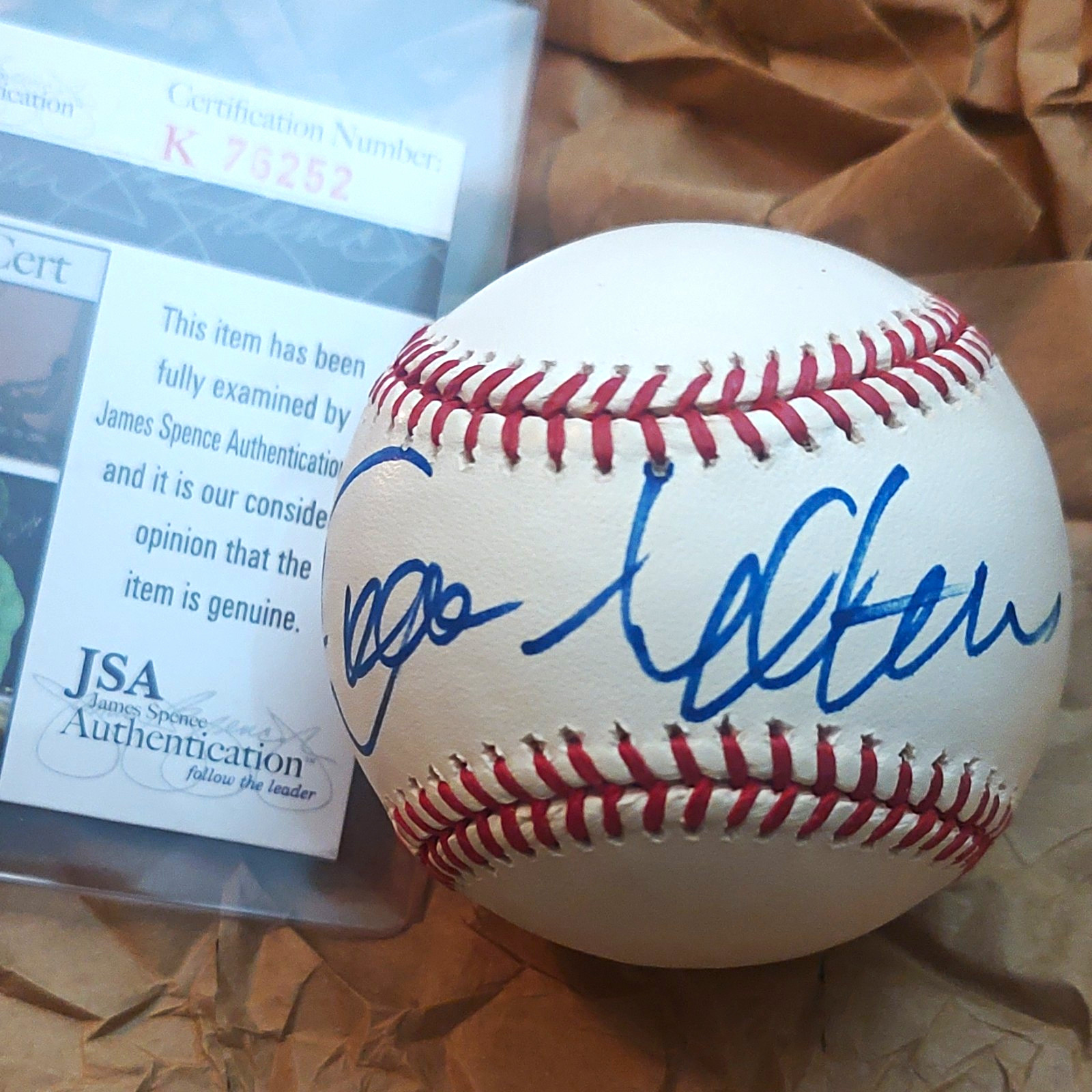 Dave Letterman Late Night Talk Show Host JSA COA K76252⚾