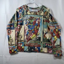 Camisa Marvel Mujeres Fundas de Cómic Informal Manga Larga Camiseta Damas Mediana