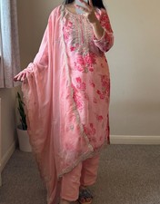 Indian  pink floral  3 piece salwar kamez ready to wear