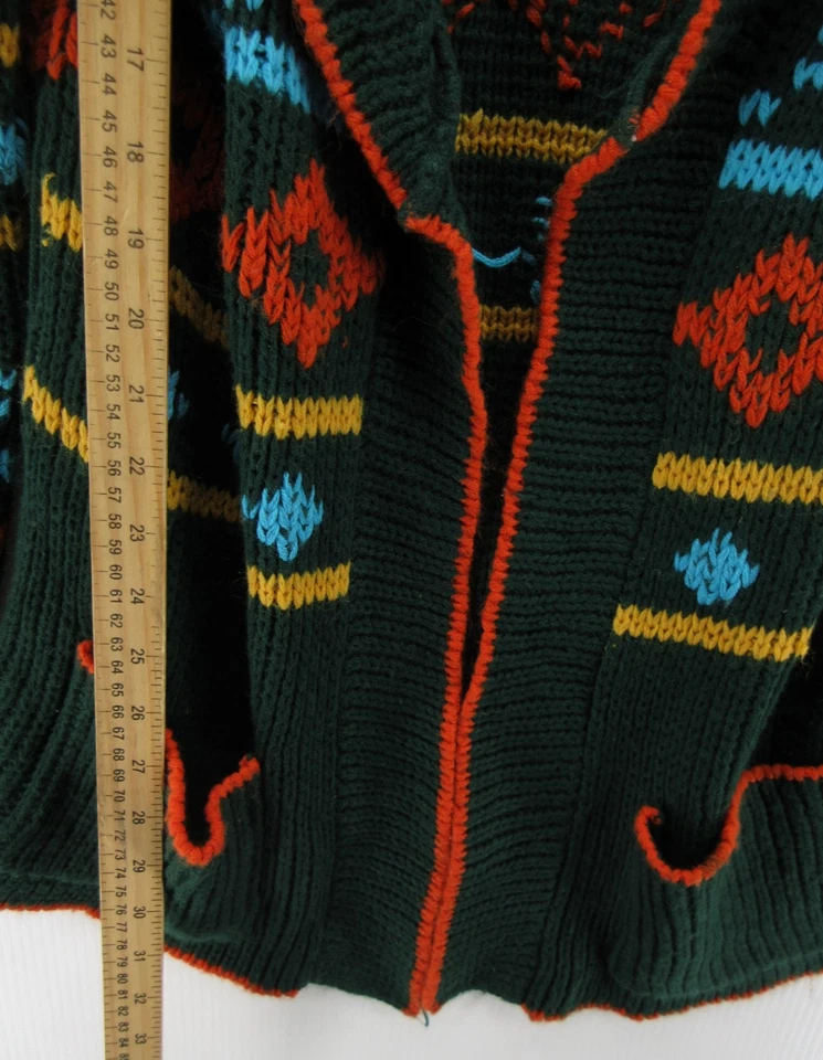 Suéter DE COLECCIÓN Mujer Grande Verde Cárdigan Chal Suroeste Manga Campana Años 70 Foto 4 de 4