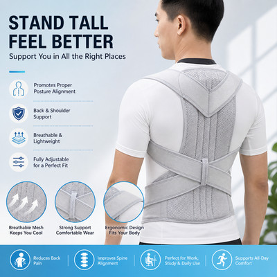 Adjustable Back Posture Brace Shoulder Support Trainer for Men Women Adults