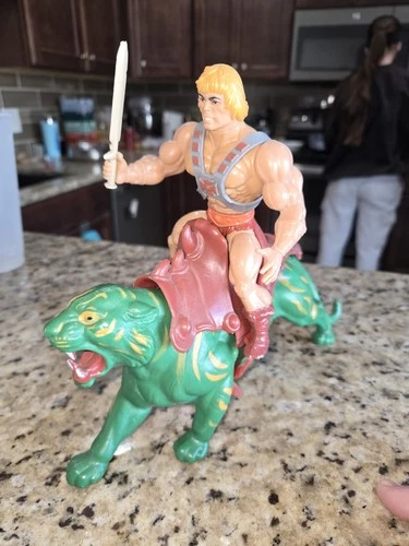 Vintage He-Man and Battle Cat Figures