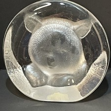 Bear Cub Paperweight Zajecar 24% Lead Crystal Yugoslavia Orig Etched Glass Gift