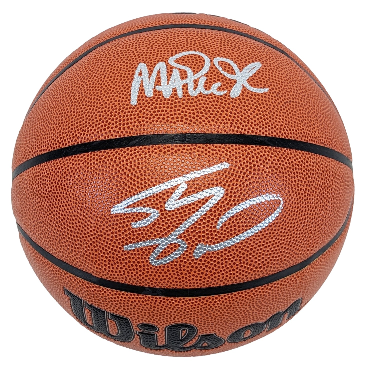 Magic Johnson & Shaquille O'Neal Autographed Signed Los Angeles Lakers Wilson Basketball w/ Silver Sig BAS Wit 