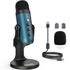 USB Condenser Microphone,Computer PC Gaming Mic,Plug Play Microphones for PS ...