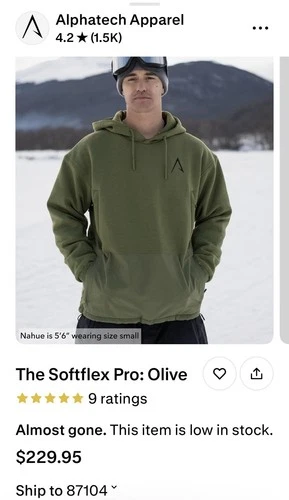 Alphatech THE SOFTFLEX PRO: Olive Green Men's Size Large - product listing photo