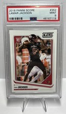 Lamar Jackson 2018 Panini Score CARD#352 RC Rookie Mint PSA 9 NICE!. rookie card picture