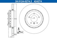 2X ATE Bremsscheibe 24.0124-0274.2 FüR BMW 5Er E60 Touring E61 6Er E64 E63 525