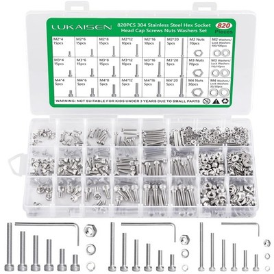 Screws Nüsse Set 820 Stück M2 M3 M4 Edelstahl Rasiermaschine Maschinenbauteil