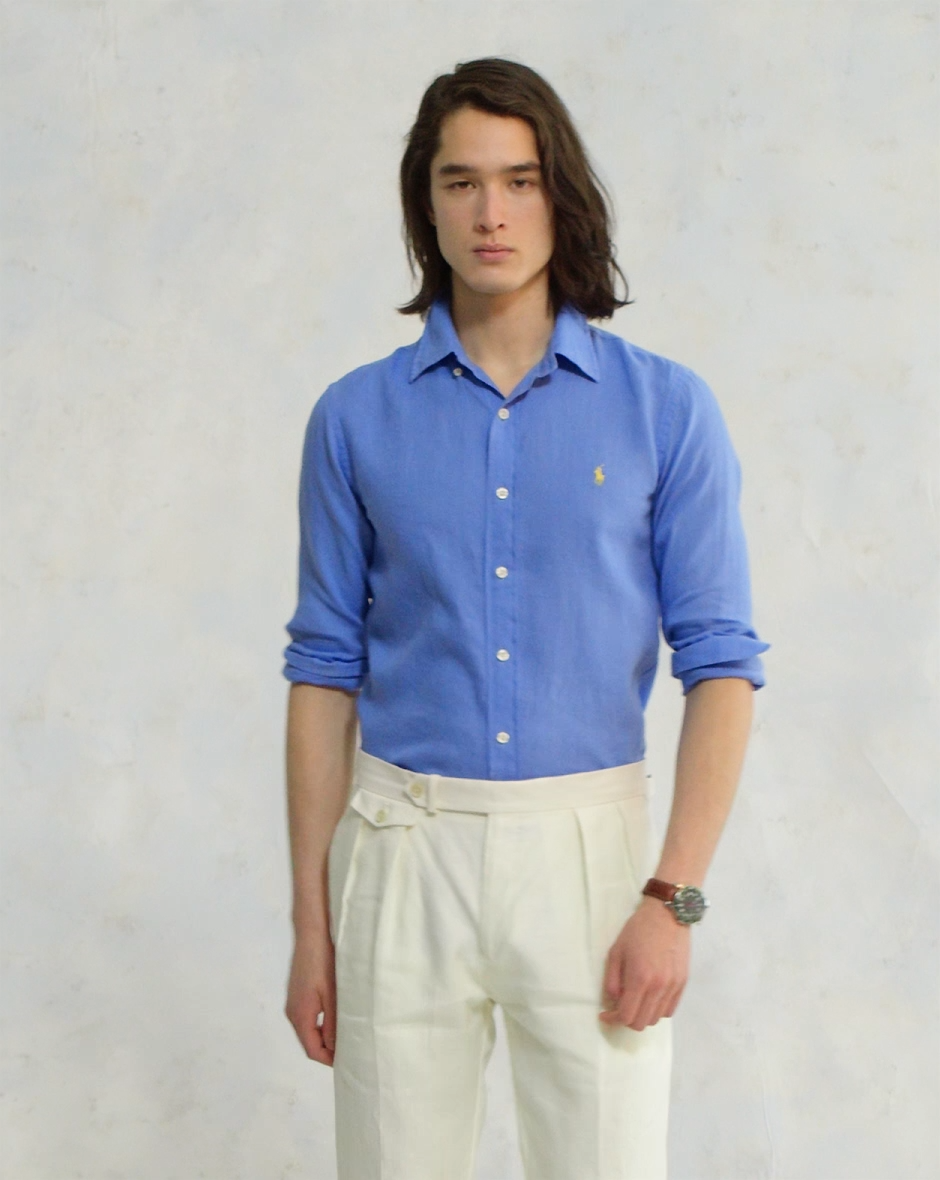 POLO Ralph Lauren CUSTOM FITリネンシャツ ブルー Polo Ralph Lauren Custom Fit Linen Shirt – Harbor Island Blue | eBay