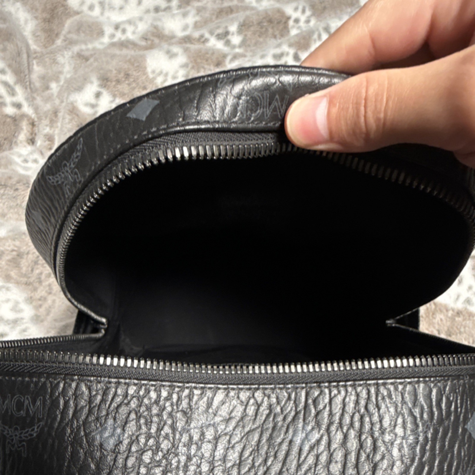 MCM patch Logo Black/grey Backpack Adjustable Str… - image 9