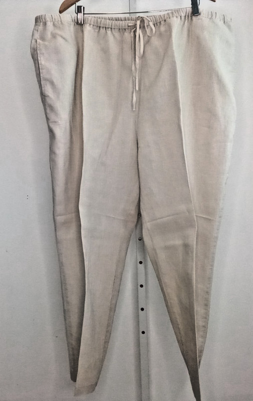 Silhouettes Beige Linen Pants, Plus sz 4X