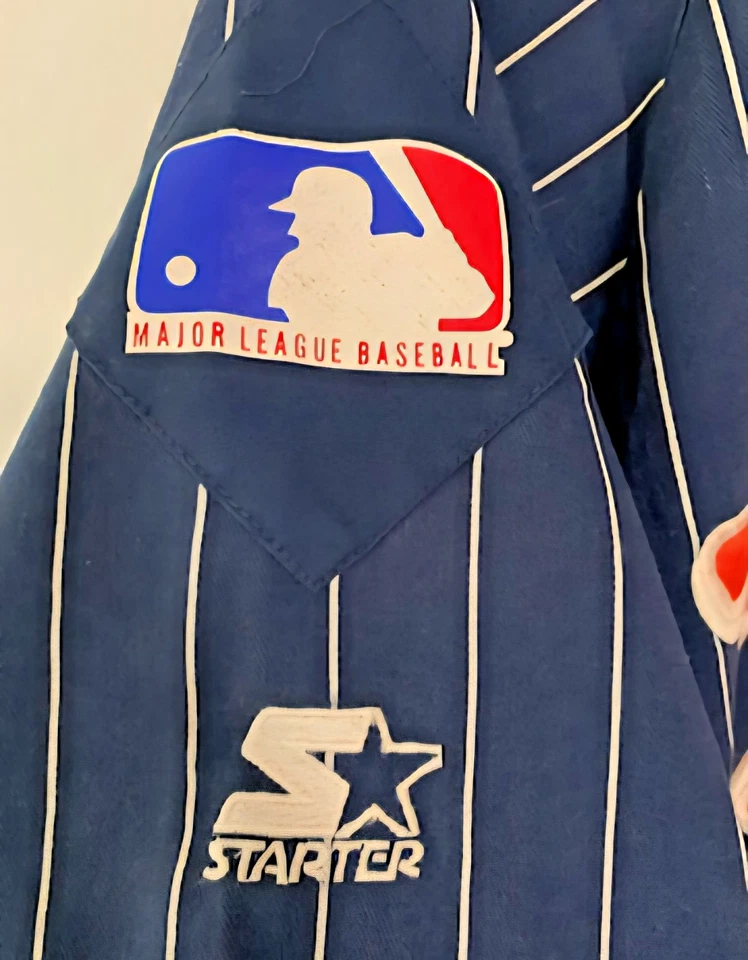 Vintage Detroit Tigers Starter Baseball Jersey Shirt Size Medium Blue Pin Stripe - Image 4 of 4