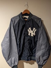 Vintage 90s New York Yankees MLB Baseball Chest Logo Snap Windbreaker Jacket