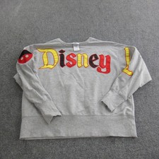 Disney Sweatshirt Girls Medium Gray Mickey Mouse Applique Crewneck Pullover