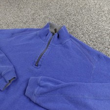 Tommy Bahama Sweater Mens L Blue Pullover 1/4 Zip Mock Neck Knit Reversible Cozy