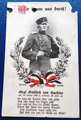 Postcard Field Marshal Graf Gottlieb von Haeseler Field Post WW1 Campaign