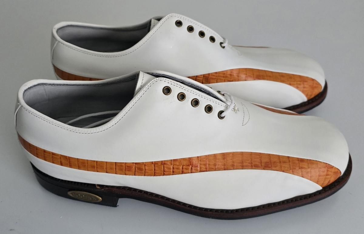 Footjoy Classics Dry Premiere Mens Golf Shoes White Amber Stripe