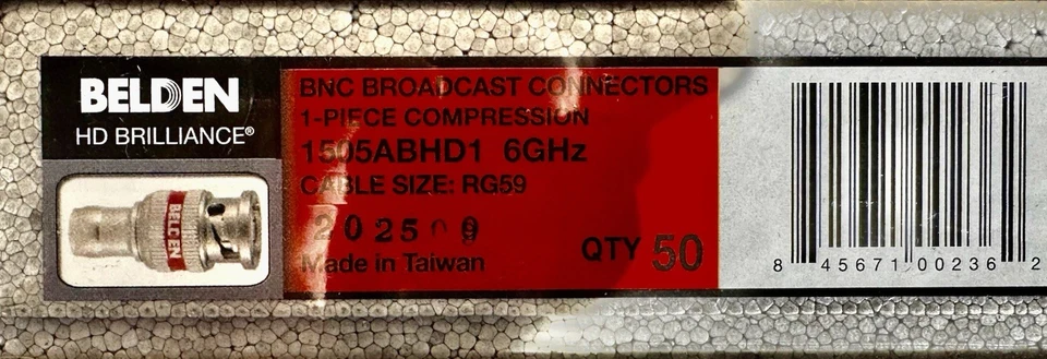 Conectores de compresión Belden 1505ABHD1 HD Brilliance BNC 1 pieza, 75Ω, 6 GHz  Foto 2 de 2