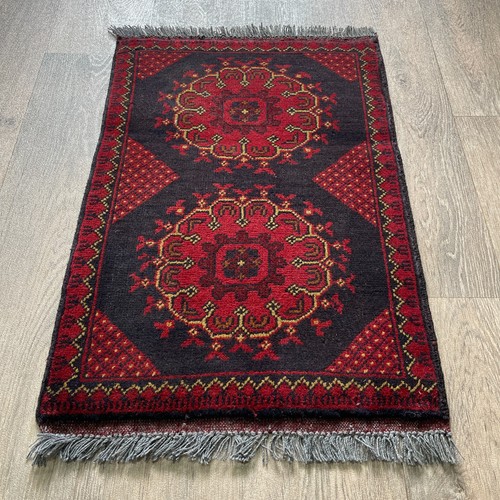 72 x 45cm Vintage Handmade Afghan Carpet Door Bath Mat Small Oriental Wool Rug - Picture 9 of 19
