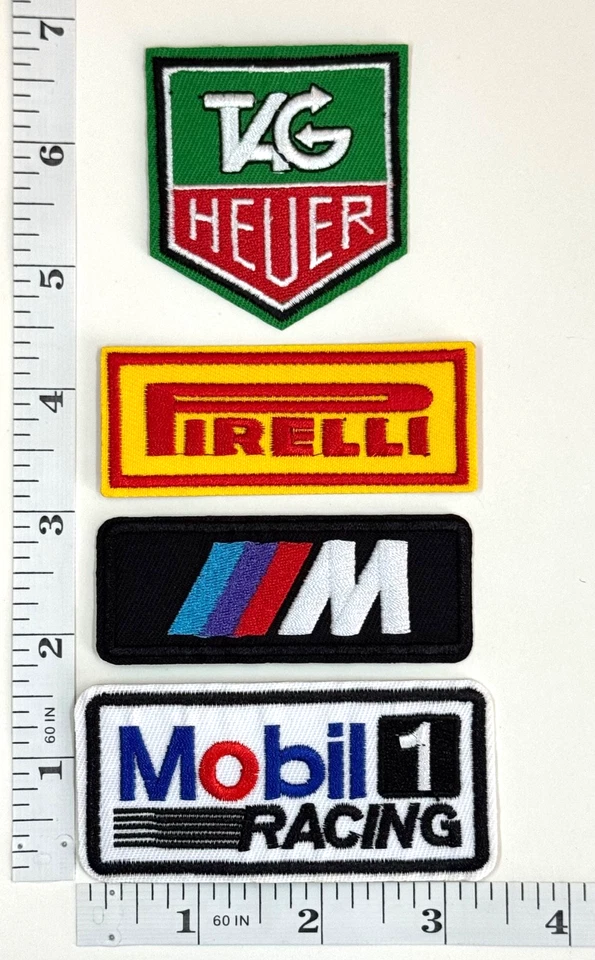 Embroidered 4-Patch Set- Racing - Sponsor - Mobile 1 - BMW - Pirelli - Tag Heuer