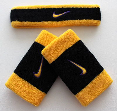 Nike Swoosh Headband & Wristbands Set Black/Court Purple/Univ. Gold