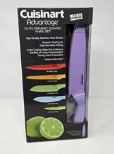 Cuisinart Advantage 12 Piece Ceramic Coated Color Knife Set w/ Blade Guards New