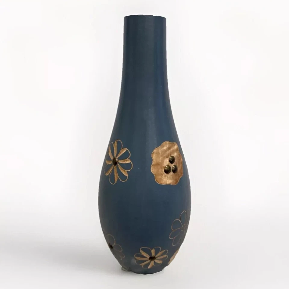 Jarrón de madera flor mango tallado hecho a mano Tailandia decoración del hogar - 4,5" x 12" Foto 3 de 4