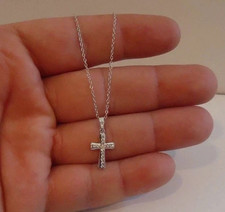 2Ct Round Cut White Moissanite Women's Cross Pendant 14k White Gold Plated