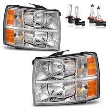 Headlights Wbulbs Halogen 07-13 Silverado 1500 07-14 2500hd 3500hd Pair