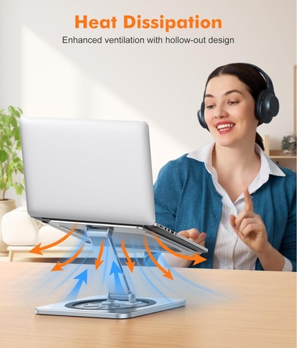 EOIWUY 360° Swivel Foldable Laptop Stand Adjustable Riser Desk MacBook 10-16" - Afbeelding 5 van 7