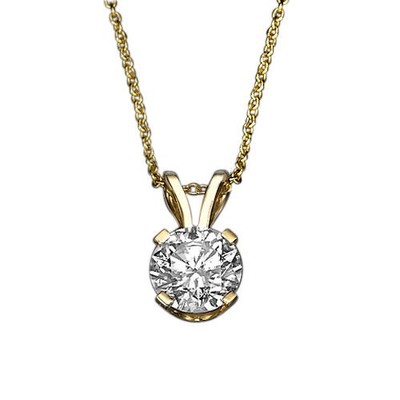 F/VS2 Damen Solitär Diamant Anhänger 1 1/2 Karat Rundschliff 18K Gelbgold