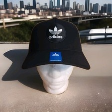 Adidas Snapback Hat Mesh Back Trucker Cap Trefoil Patch All Black New