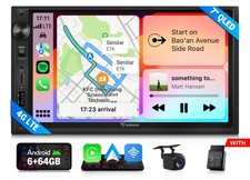 Double DIN 7" QLED 6 64GB Android Auto Car Stereo Head Unit Wireless CarPlay GPS