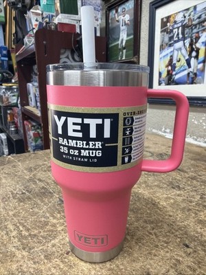 YETI RAMBLER 35 oz MUG  w/STRAW LID-Handle Duracoat TROPICAL PINK BPA No Sweat
