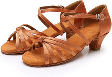 Bambina Scarpe Da Ballo Latino Americano Con Punta Pratica Scarpe Tacco Basso pe