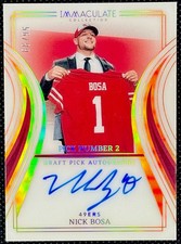 2023 Panini Immaculate Draft Pick Autographs #DP-NBO NICK BOSA On Card Auto #/99