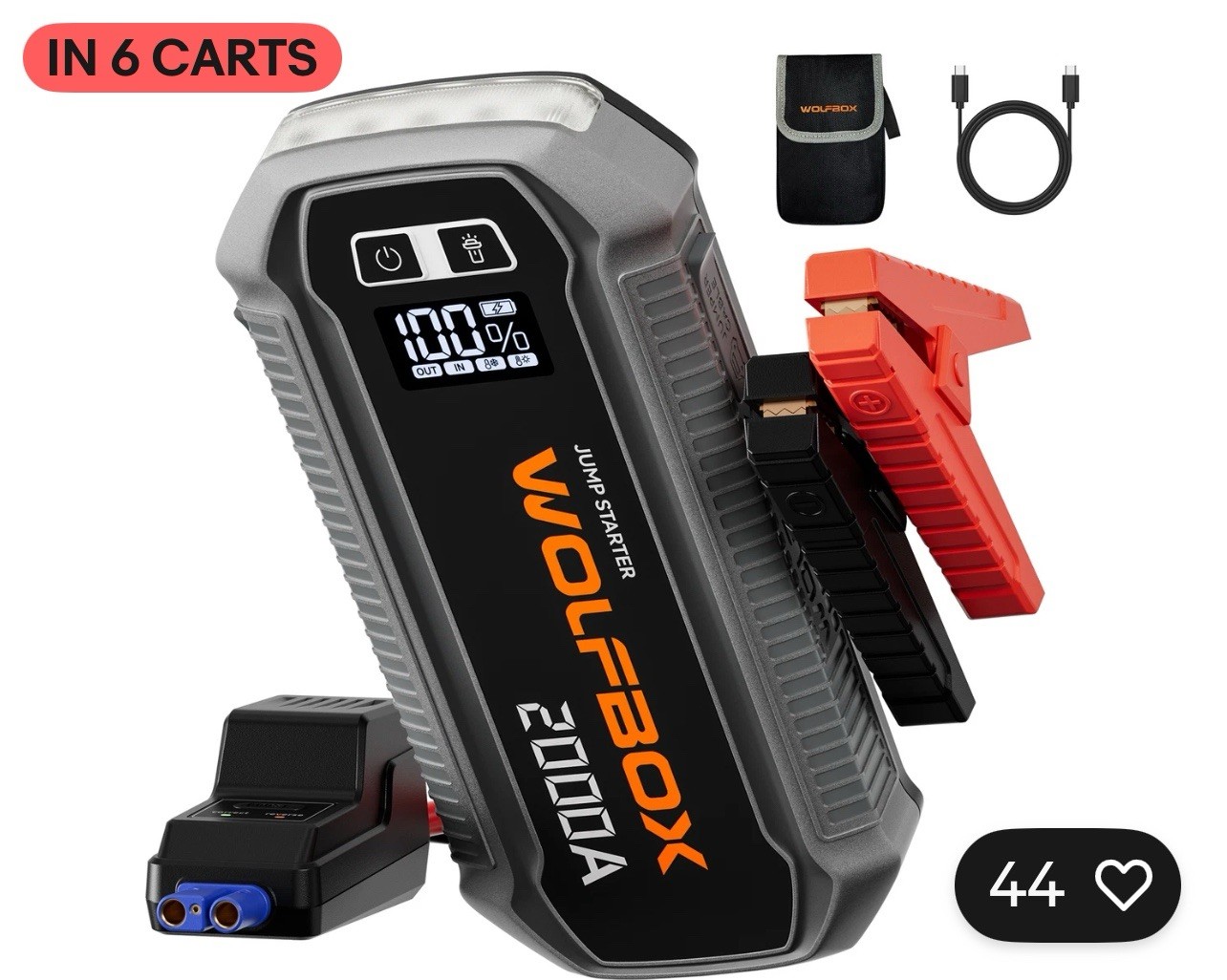 WOLFBOX Portable Car Jump Starter,2000A Battery Charger,SuperSafe Jump Box 2025