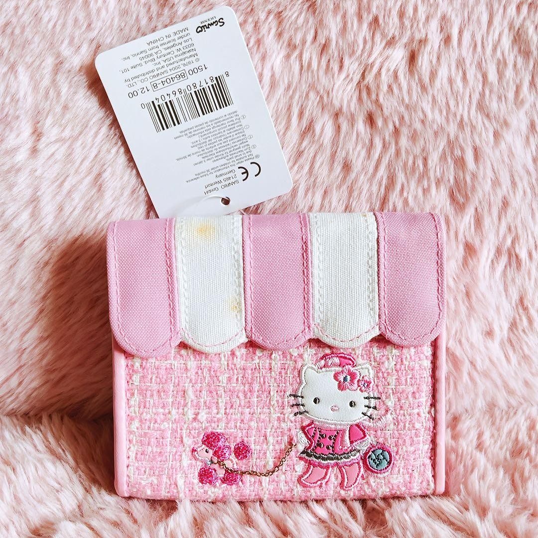 希少レア　ハローキティ　海外限定　ウォレット　プードル　ツィード　2004年製 Hello Kitty 2004 Poodle Tweed Wallet Rare Overseas Limited Edition