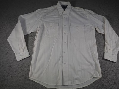 Roper Western Shirt Mens Medium White Cowboy Rodeo Ranch Long Sleeve Button Down