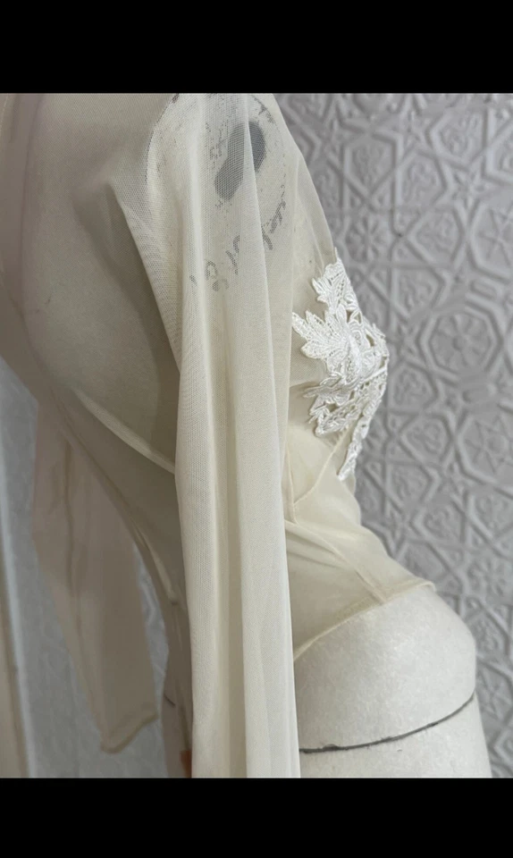 Body Cache Vintage Años 90-Blanco Malla Encaje-Novia-Sexy-Puro-Marfil-Elástico Foto 2 de 4