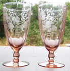 PAIR Pink Depression Lancaster "Patrick" or Patrician 10 oz Luncheon Goblets HTF — photo 5