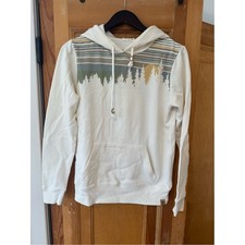 tentree Cream Hoodie with Green and Gold Forest Stripe Juniper