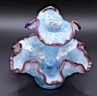 New ListingFenton Diamond Lace Epergne in Light Blue with Iridized Violet Crest