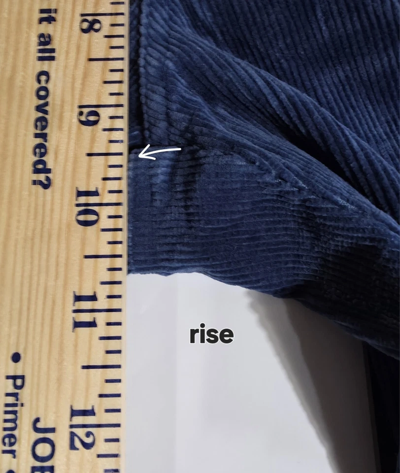 Pantalones de pana Y2K Route 66 para mujer 8 azules con botones curvos mosca corte boot elástico Foto 4 de 4