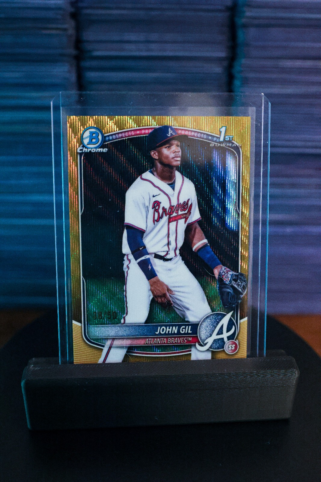 2025 Bowman Chrome - John Gil 1st Prospect Gold Wave Refractor #/50