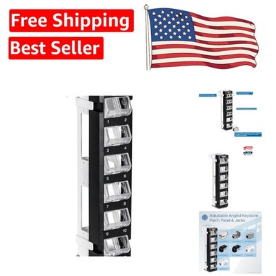 12-Port Keystone Patch Panel with Adjustable Angled Design & Wall Mount Bracket